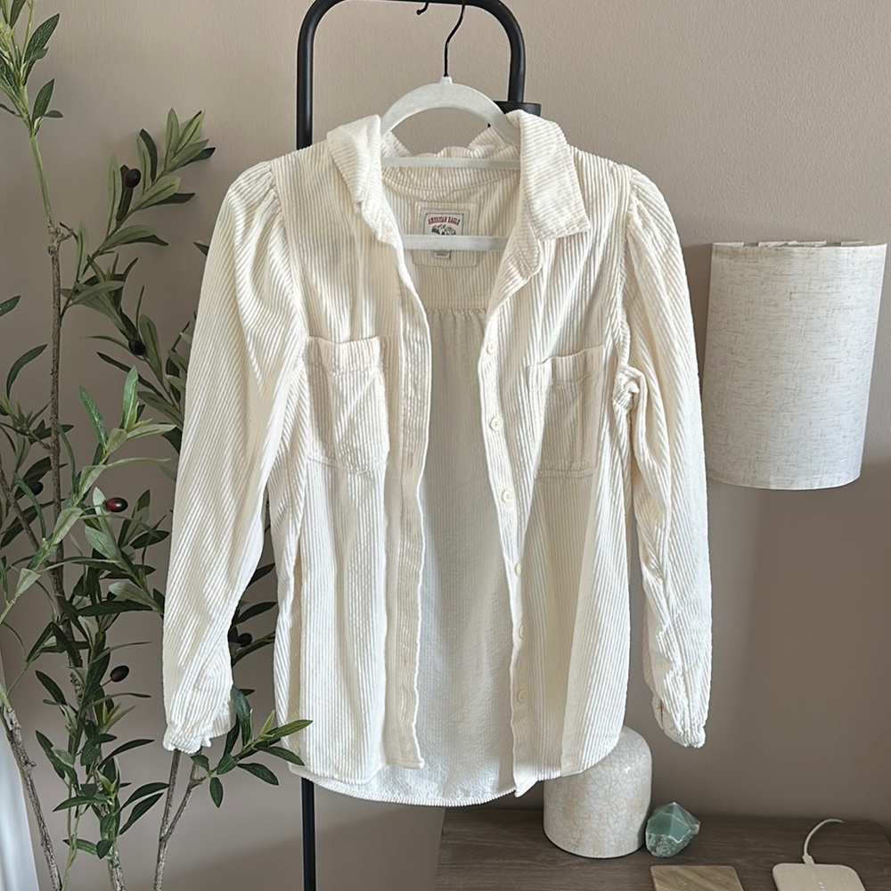 Chic Cream Button-Up Shirt